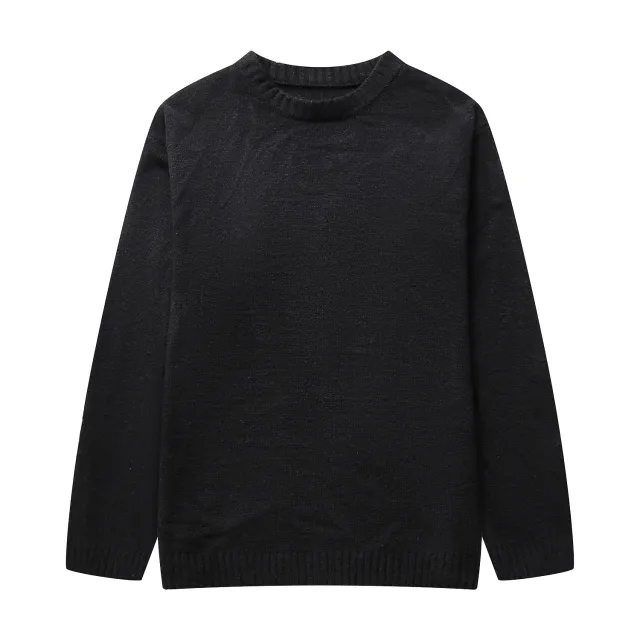 Autumn New European And American Style Round Neck Pullover Sweater Black - Shop at LoveMi