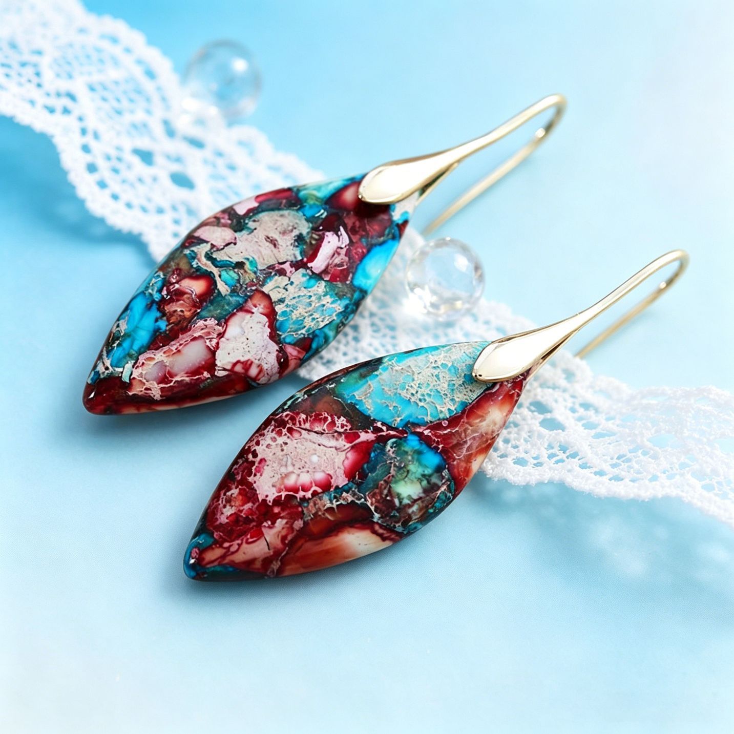 Yellow-toned Natural Stone Leaf Earrings
