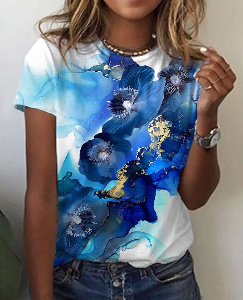 Pattern Painting 3D Printing Short sleeved Women's T shirt Pattern 2 2Xl - Shop at LoveMi