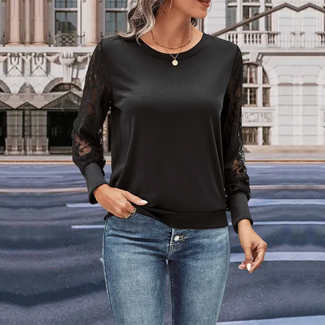 Women's Lace Long sleeved Shirt Black - Shop at LoveMi