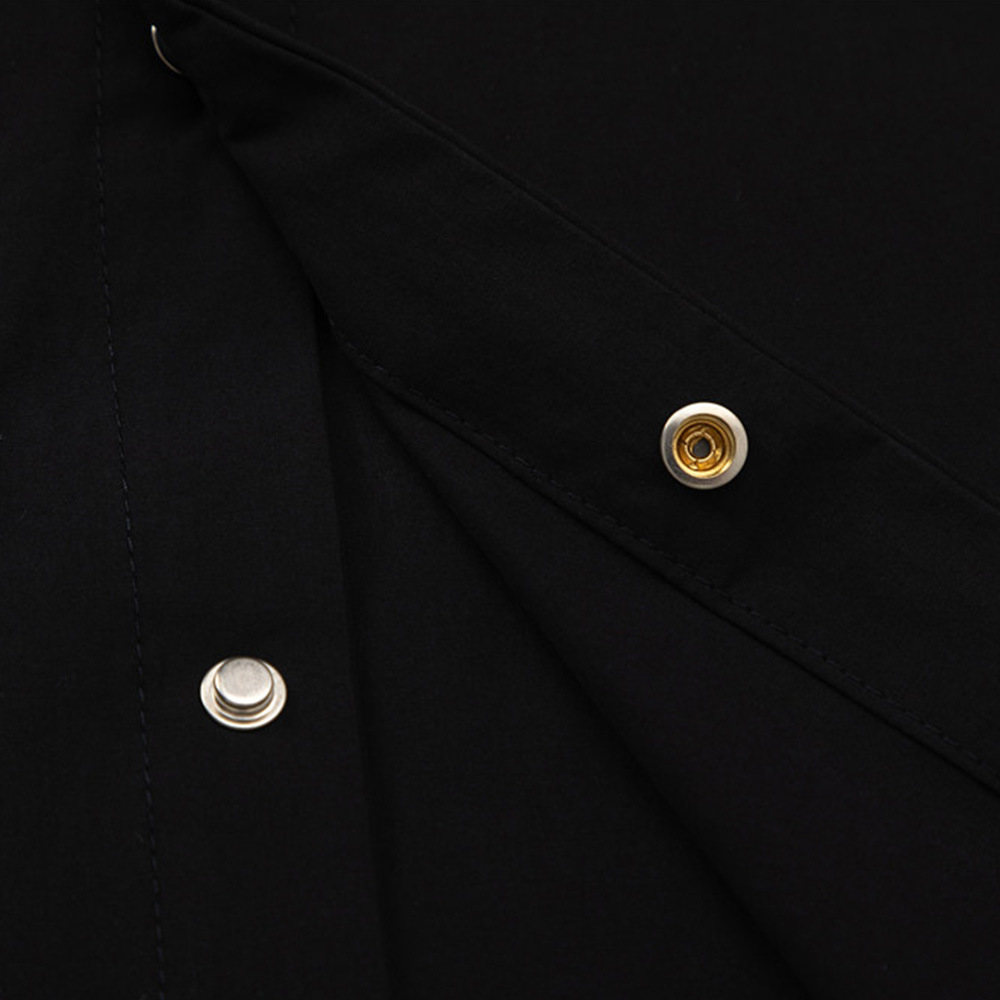 Men's Loose Design Snap Fastener Lapel Shirt Spring And Autumn Coat