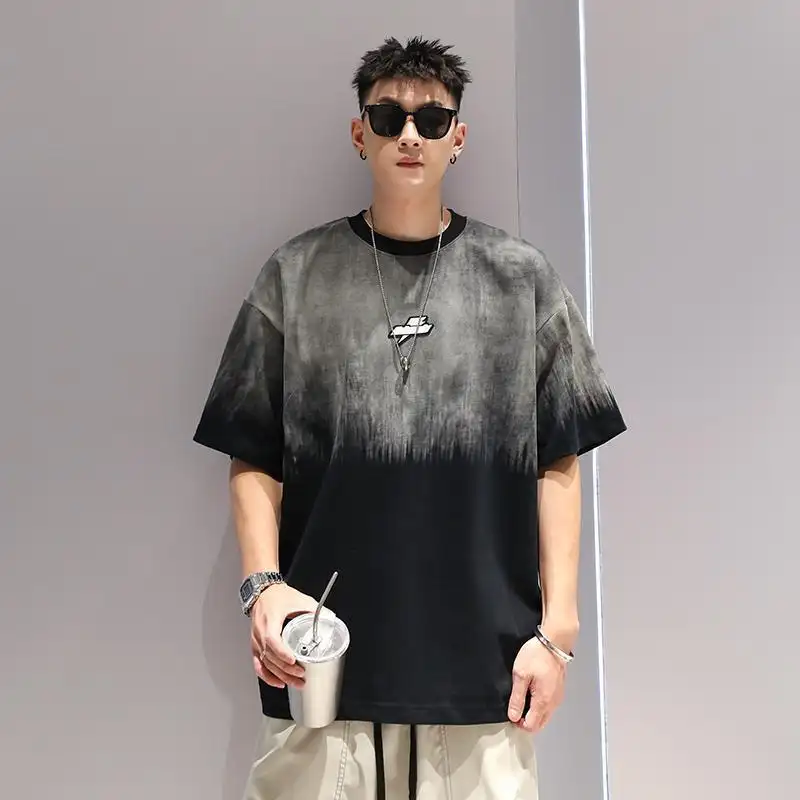 Plus Size Gradient T-shirt Men's Loose Short-sleeved Top