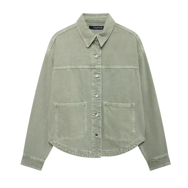 Women's Loose Casual Pocket Long Sleeve Denim Jacket Color 4 M - Shop at LoveMi