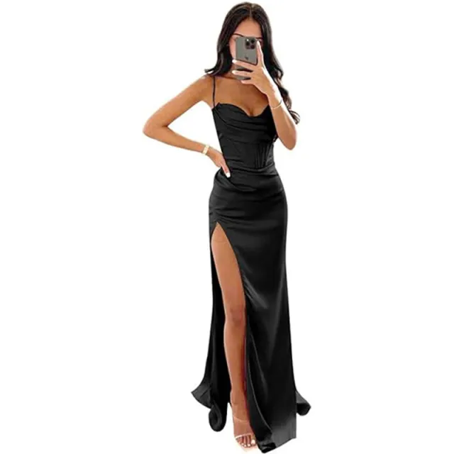European And American Women's Clothing Sleeveless Camisole Evening Dress Black - Shop at LoveMi