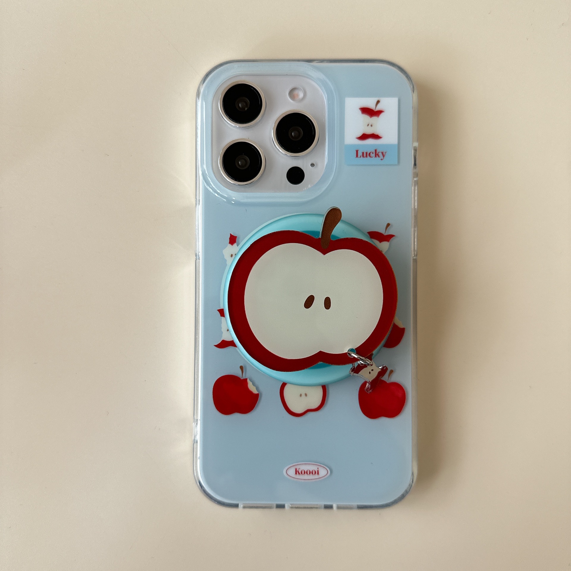 Simple Blue Background Magnetic Pendant Phone Case - Image 2