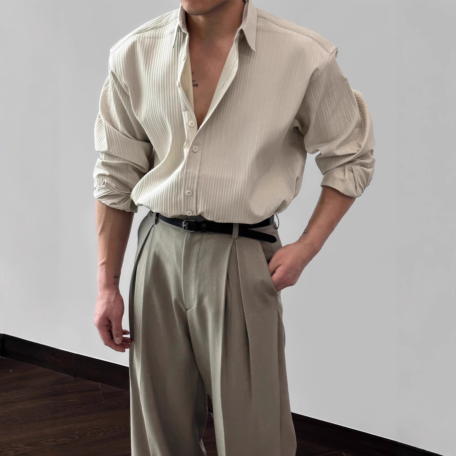 $14.11 Loose Men's Popular Trendy Artistic Shirt