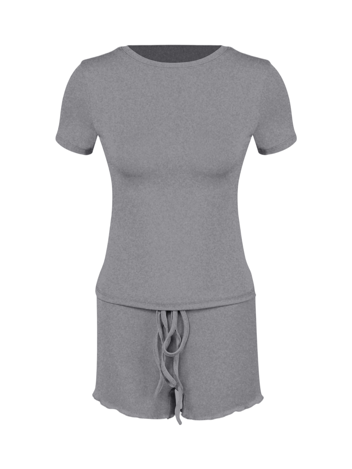 Womens Stylish Form-fitting Short-sleeve Set With A Crew Neck