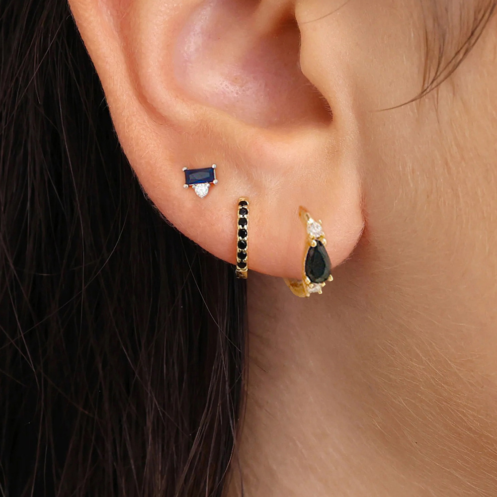 Trendy Water Drop Earrings Fashion Geometry Pattern Rectangular Inlaid