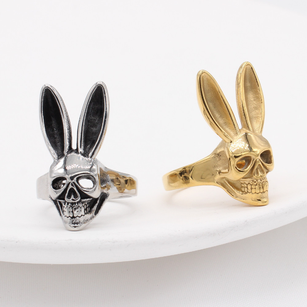 Retro Big Rabbit Men's Titanium Steel Ring