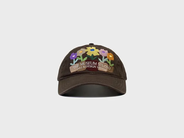 Embroidered Five Pots Flower Baseball Cap Female Soft Peaked Cap Coffee - Shop at LoveMi