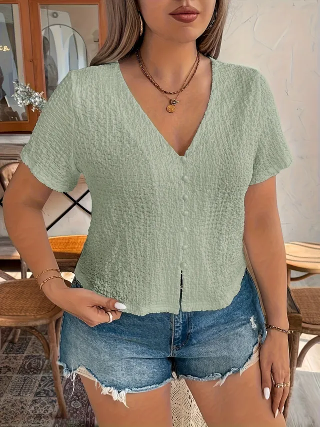 Women's Plus Size Casual Top Matcha 4Xl - Shop at LoveMi