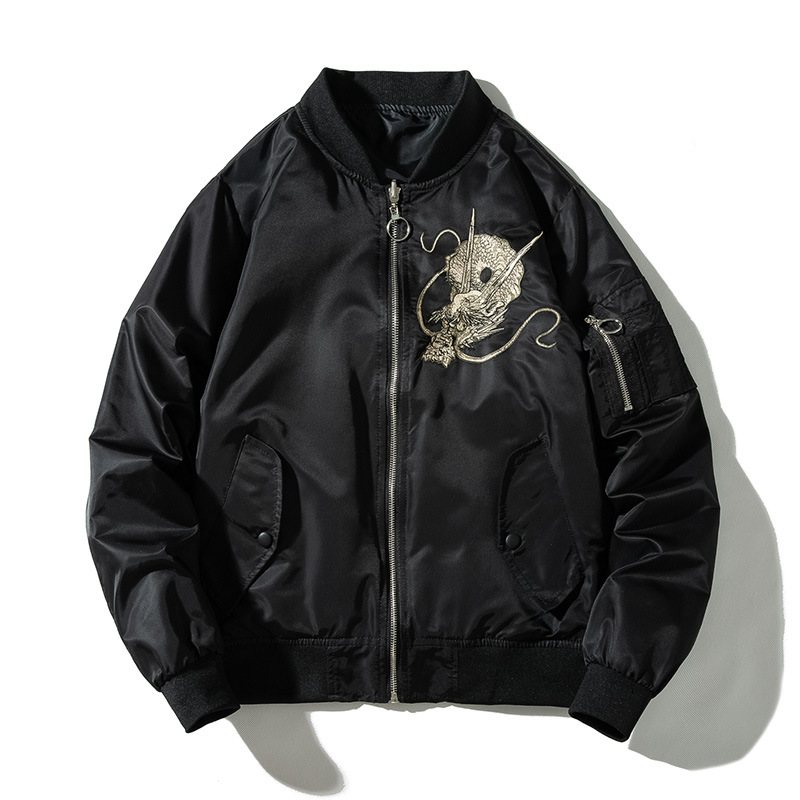 Chinese-style Flying Jacket For Men With Embroidered Dragon Design