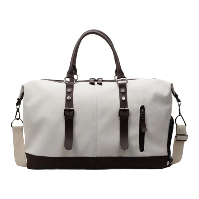 Outdoor Dry Wet Separation Canvas Fitness Travel Bag Beige - Shop at LoveMi
