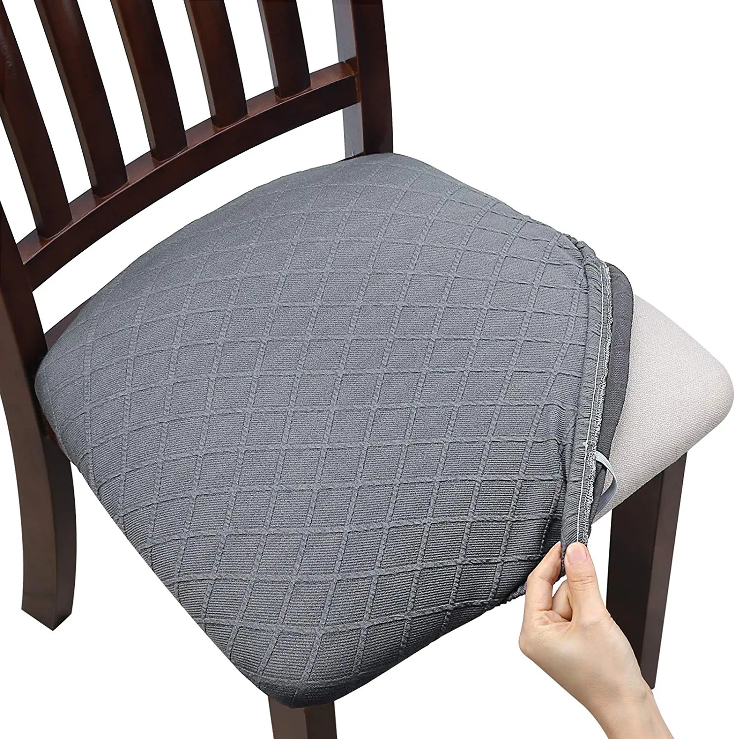 Diamond Jacquard Chair Cushion Cover