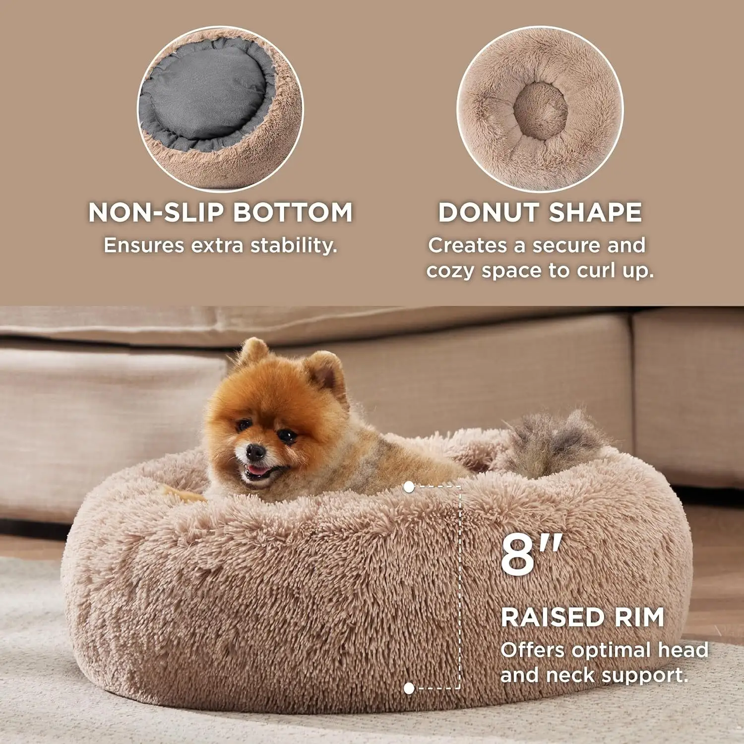 Indoor Solid Color Non-slip Round Fluffy Plush