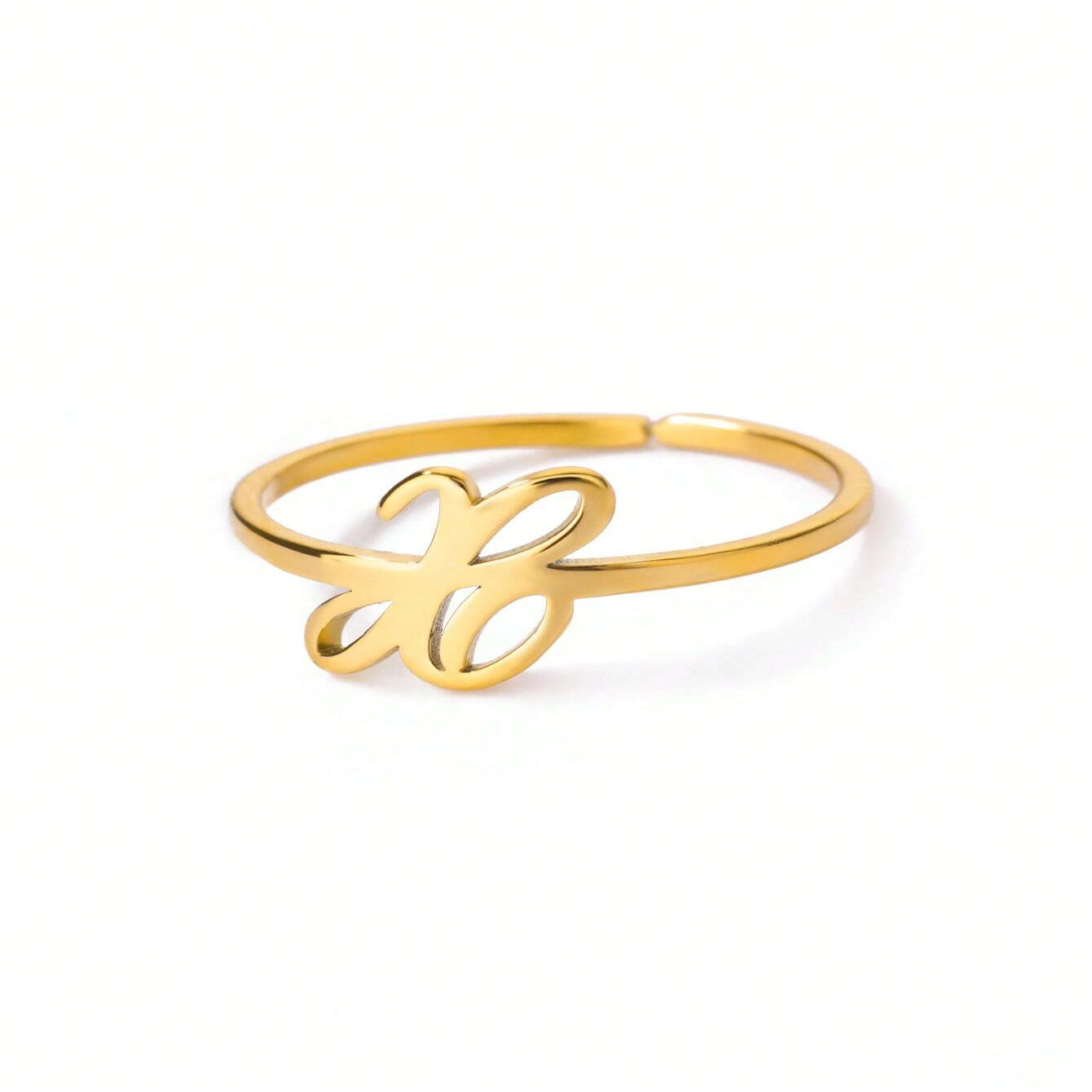 Letter Gold Adjustable Ring For Women