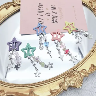Morandi Pentagram Pendant Barrettes Bangs Flower Love Hairpin