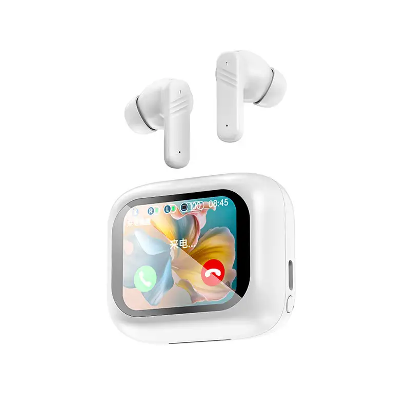 Touch Screen Wireless Noise Reduction In-ear Sports Game Bluetooth Headset — White LX10