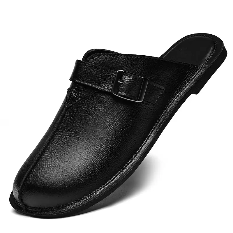 Cowhide Vintage British-style Flat Sandals Beach Shoes