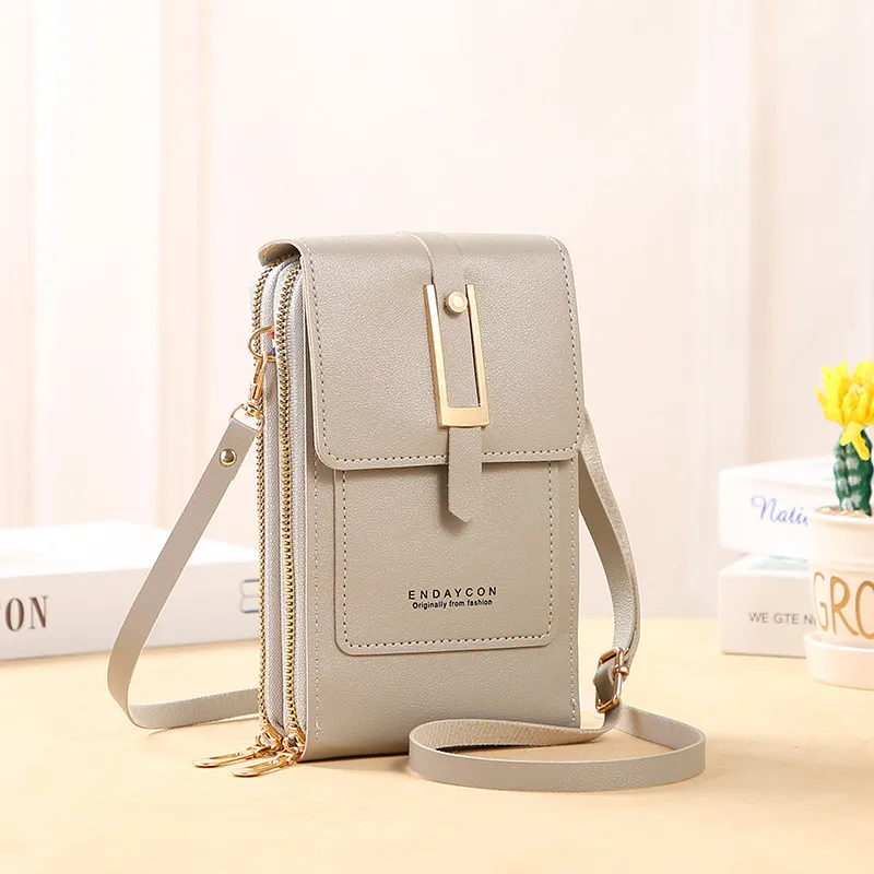 Simple Transparent Touch Screen Phone Crossbody Bag - Gray