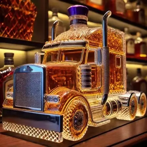 Classic Car Glass Wine Bottle Semi-Truck Whiskey
