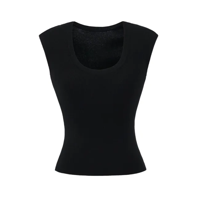Summer New Simple U neck Knitted T shirt For Women Black - Shop at LoveMi