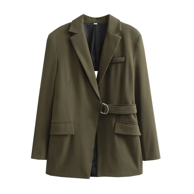Women's Backless Mid length Casual Belt Suit Top Army Green - Shop at LoveMi