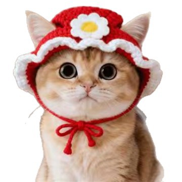 New Year Red Knitted Sunflower Hat For Cats