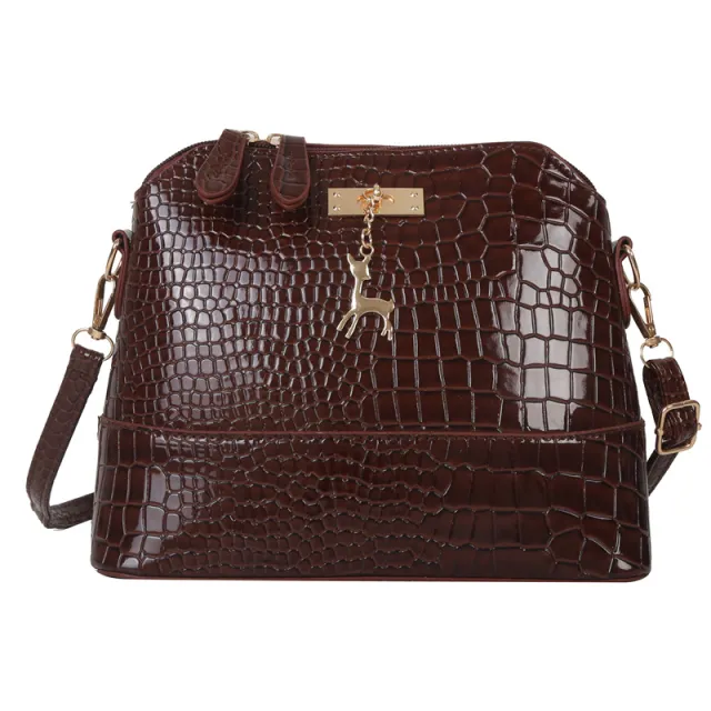 Women's Fashion Casual Large Capacity Solid Color Crossbody Bag Coffee - Shop at LoveMi