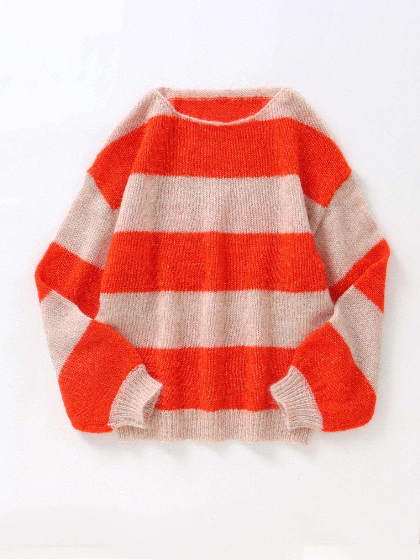 Title 6, Mohair Round Neck Striped Sweater Autumn Loose ...