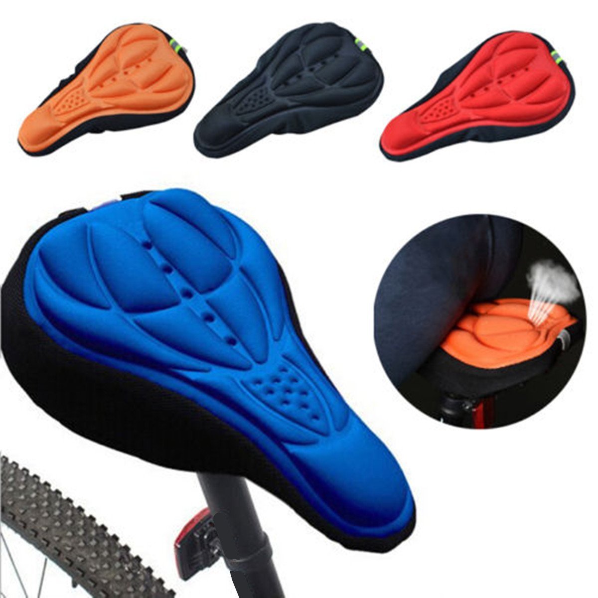 Title 7, Embossed bicycle breathable seat cover, 3D brea...