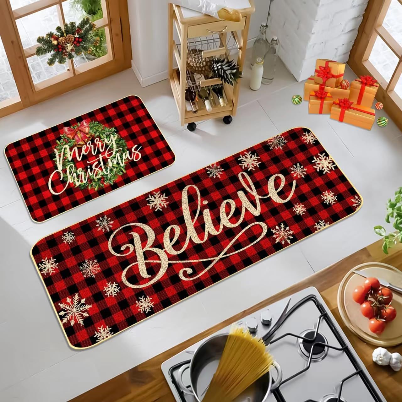 Title 12, Christmas Strip Kitchen Pad Household Wear-resi...