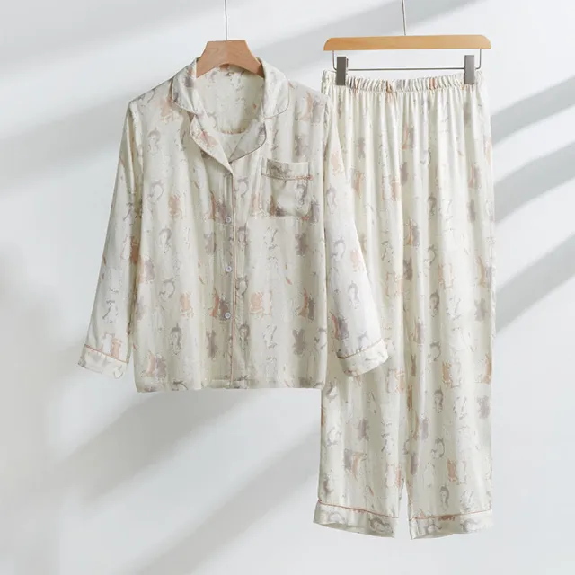 Simple Women's Pajama Suit Homewear Long Rice Bottom Pair Dog - Shop at LoveMi