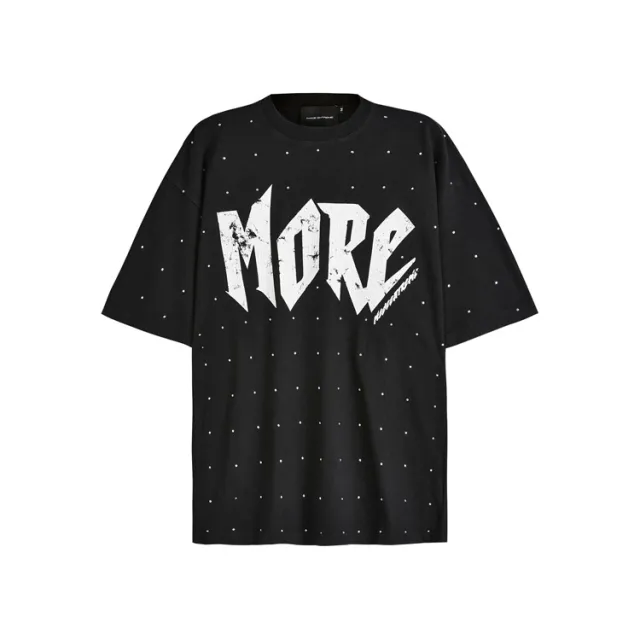 Street Rhinestone Letter Print, Round Neck Casual Short Sleeve T shirt Black - Shop at LoveMi