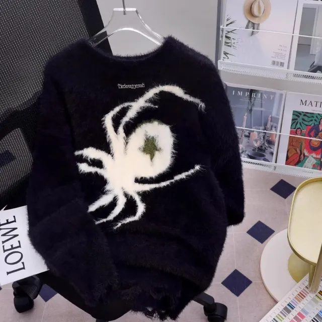 Autumn And Winter Loose Idle Style Couple Sweater Oversize Black - Shop at LoveMi