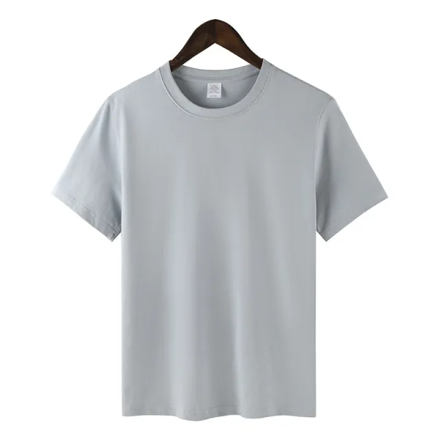 Versatile Cotton Casual Half Sleeve Round Neck T shirt Silver Gray - Shop at LoveMi