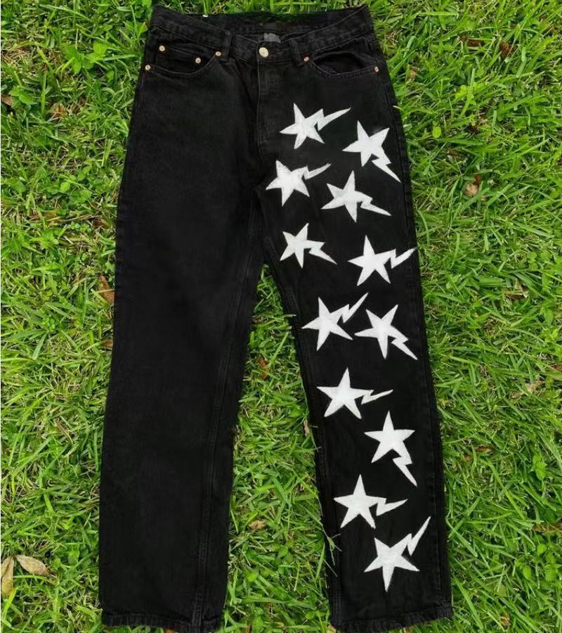 Men's Fashion Personality Wide Leg Jeans
