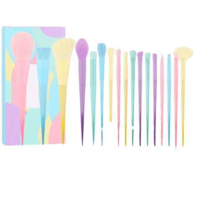Makeup Brush Rainbow Color Macaron Color Series Full Set 17 Candy Gift Boxes - Shop at LoveMi