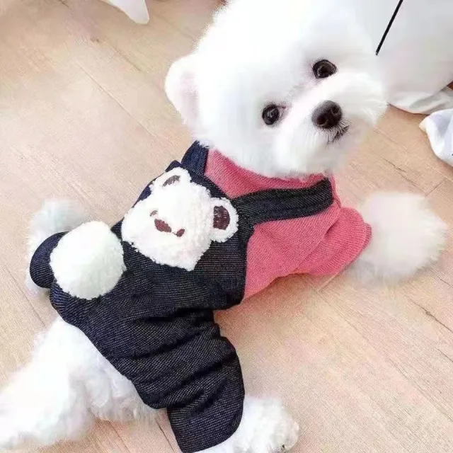 Pet Poodle Dog Clothes Cotton padded Coat Four leg Fleece lined Red - Shop at LoveMi