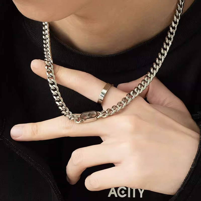 Men's Titanium Steel No Fading Asterism Cuban Necklace