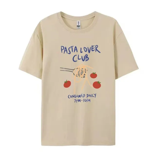 Women Retro Graphic Tee Fruit Print Crew Neck Short Sleeve Khaki - Shop at LoveMi