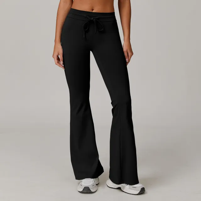 Sun Protection Sports Bell bottom Pants High Waist Drawstring Breathable Cool Pants Advanced Black - Shop at LoveMi