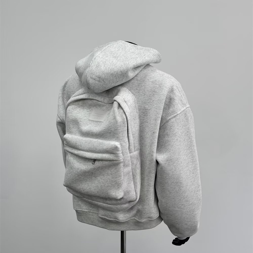 Hooded Sweater Back Schoolbag Design Men's Simple Top