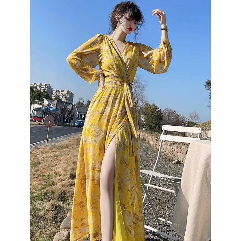 Floral V-neck Slimming Dress Women