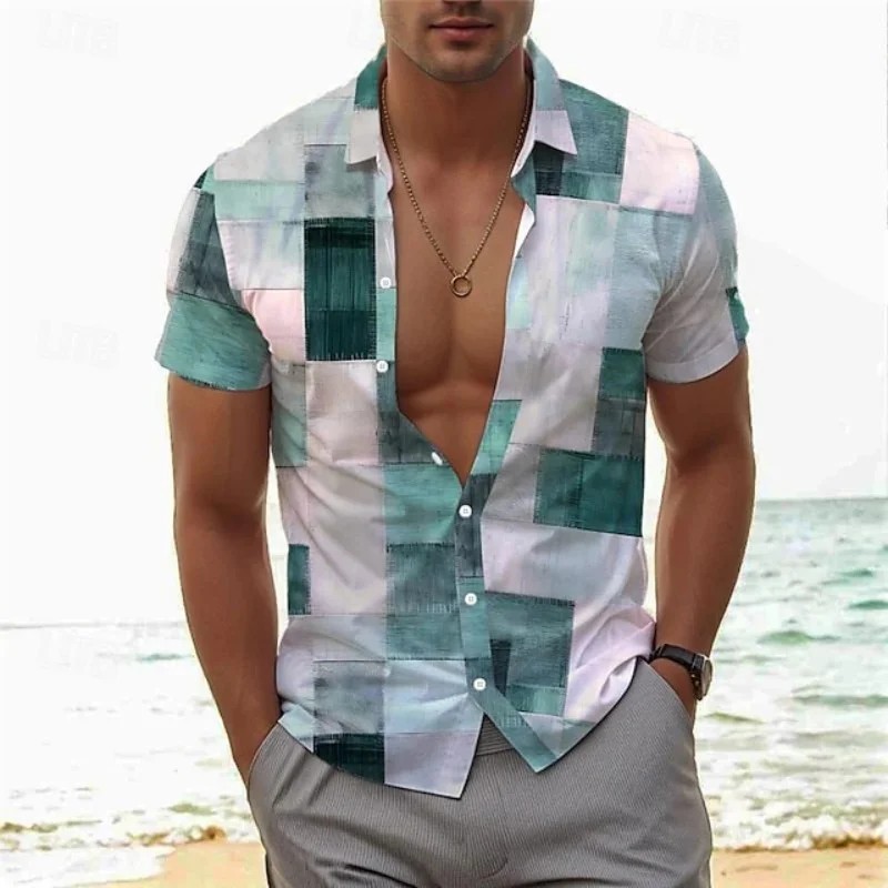 4-Way Stretch Retro 3 D Floral Men’s Short Sleeve Shirt 4-Way Stretch Retro 3 D Floral Men’s Short Sleeve Shirt