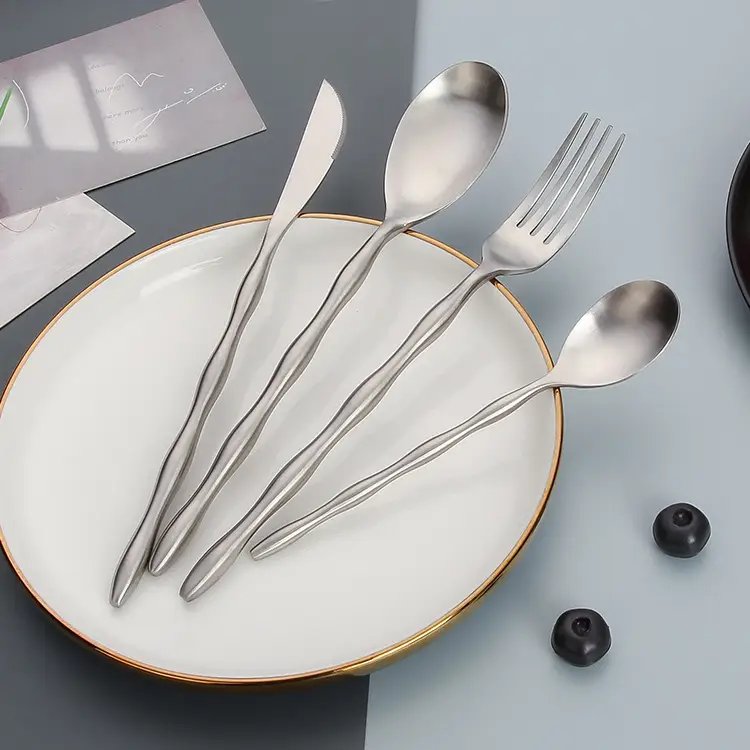 304 Stainless Steel Creative Threaded Handle Tableware