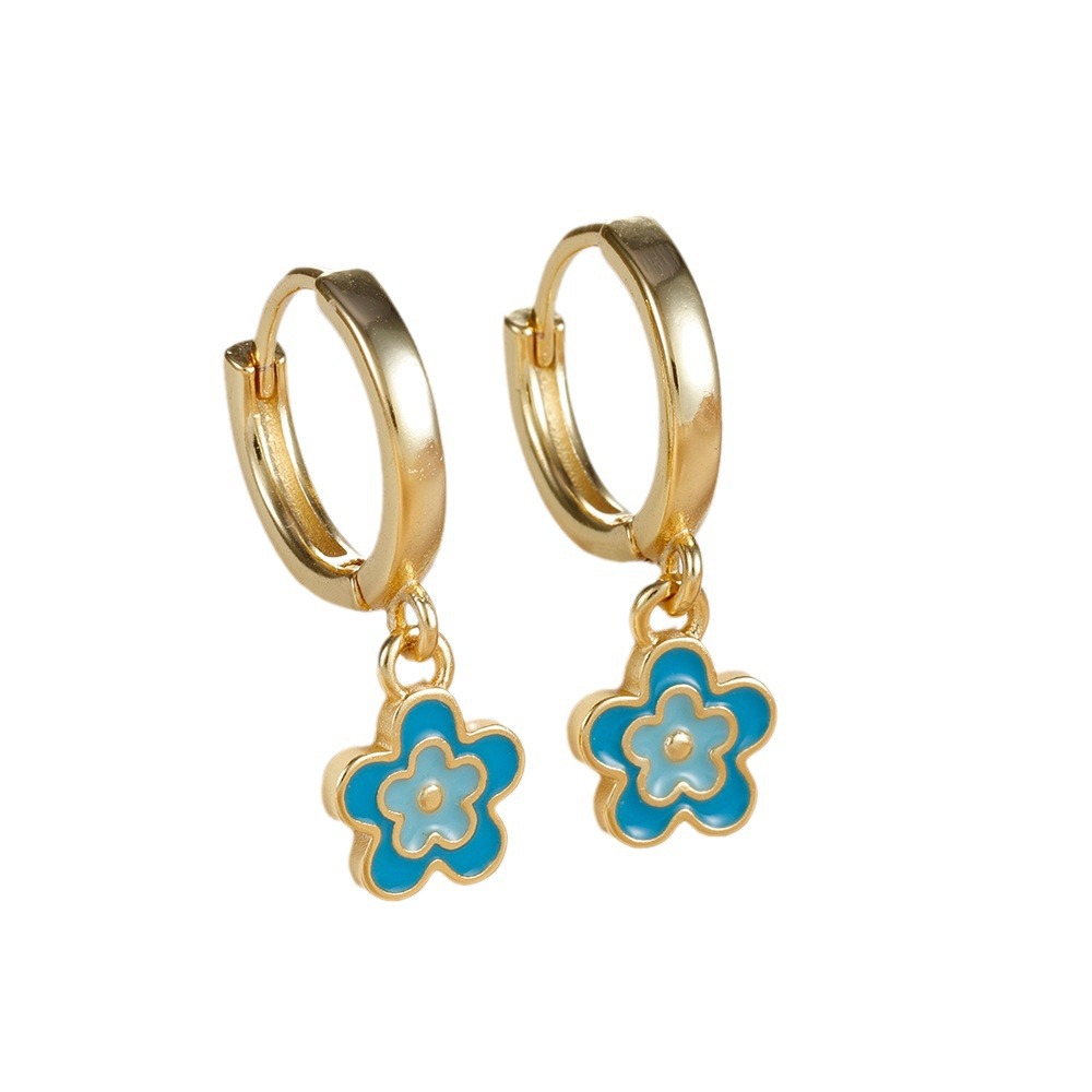 Multi-color Enamel Oil-spot Glaze Flowers Earrings Female Fashion