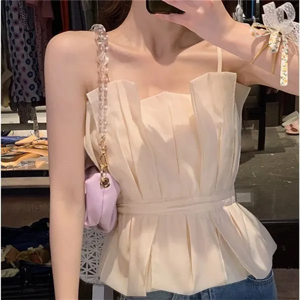 Elegant Champagne Patchwork Waist slimming Top For Women Champagne - Shop at LoveMi