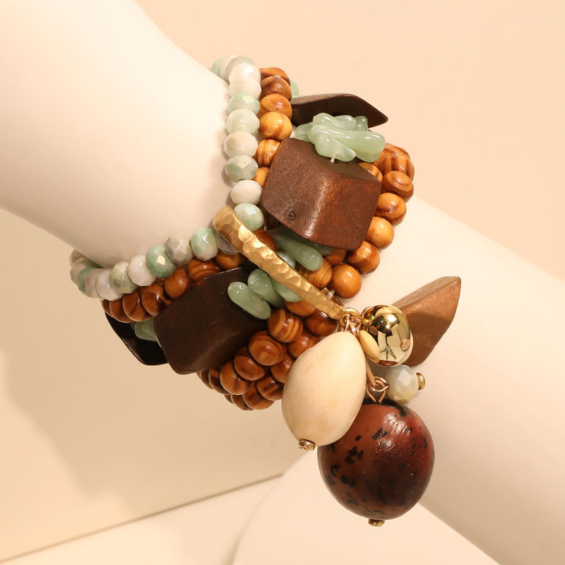 Handmade Multi-layer Wooden Bead Bracelet For Women