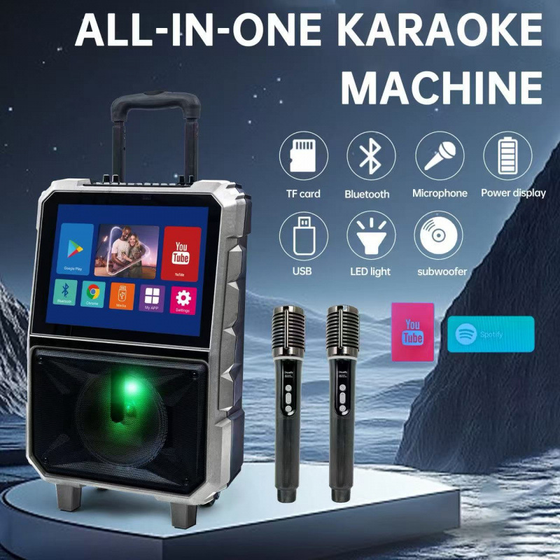 Machine à karaoké home KTV tout-en-un avec écran et deux microphones